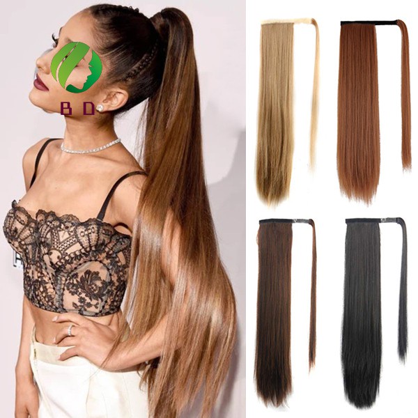 Tiktok ins Straight Ponytail Hairpiece Women Hair Extension Wig Hook and Loop Wearing tiktok