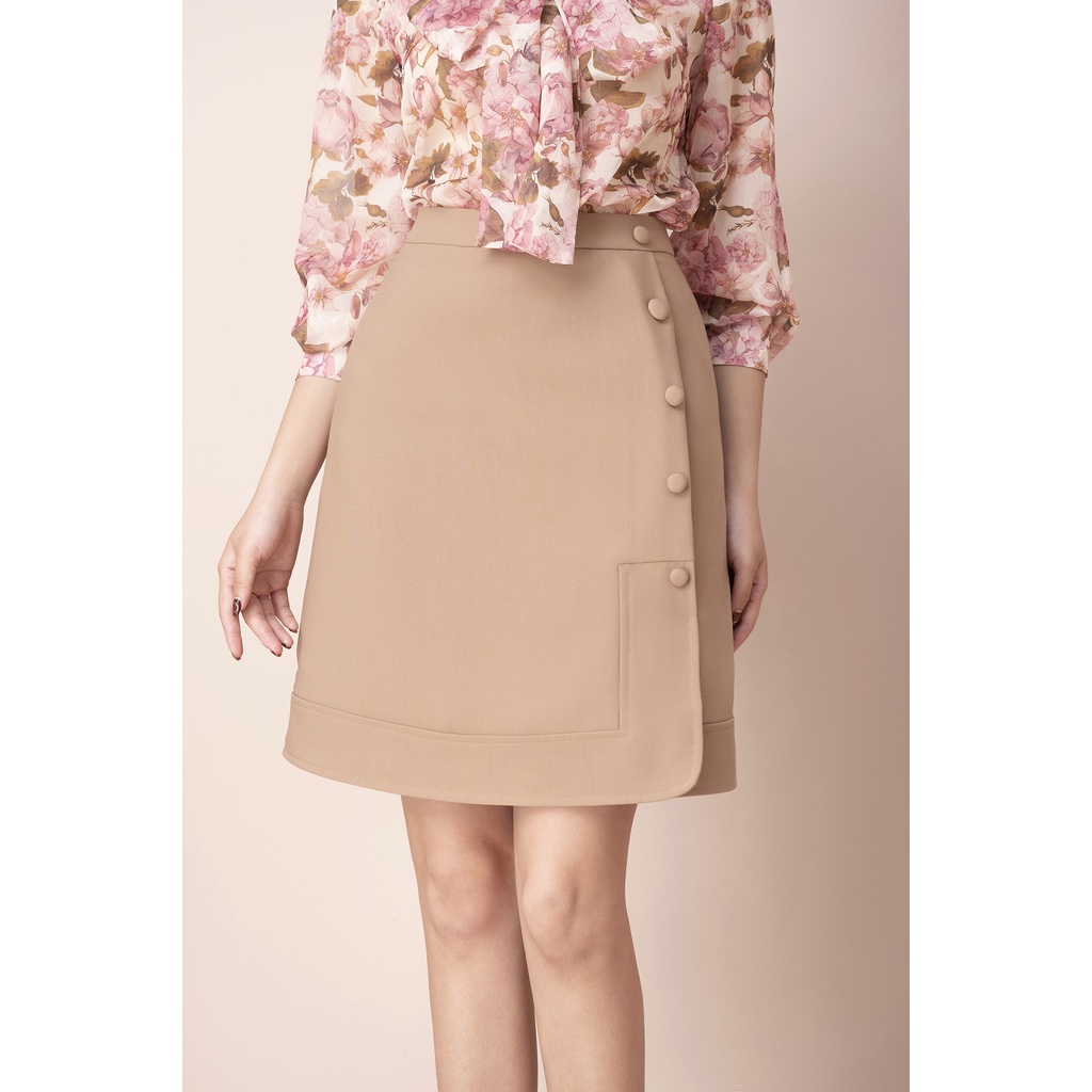 Chân Váy Chữ A Công Sở LUPERI LFCV5109 Thiết Kế Dải Cúc Tinh Tế, Vải Cotton Nhẹ Mát, Không Nhăn, Không Xù