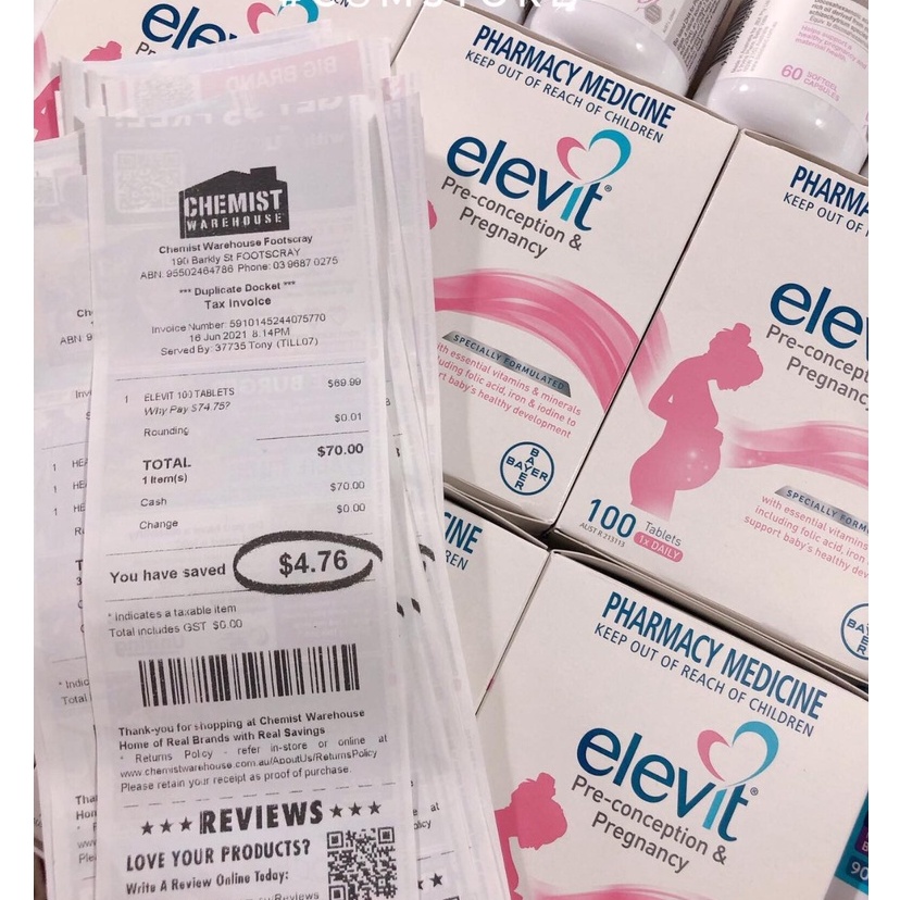 TPCN Vitamin Tổng hợp cho bà bầu ELEVIT của Úc hộp 100 viên