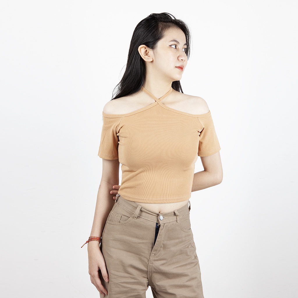 Áo yếm croptop ngắn tay cột dây body sexy thun tăm đẹp cho mùa hè năng động