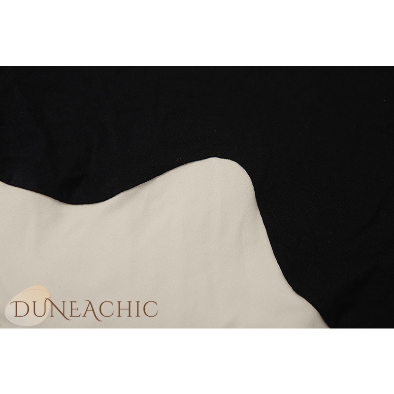 DUNEA Áo thun lửng tay ngắn cổ tròn màu tương phản quyến rũ thời trang dành cho nữ