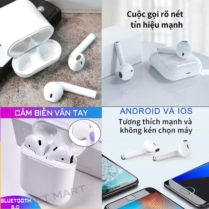 Tai Nghe Bluetooth không dây 5.0 Cảm Ứng Cực Nhạy Tăng Chỉnh Âm Lượng 1 Đổi 1 Trong 30 Ngày