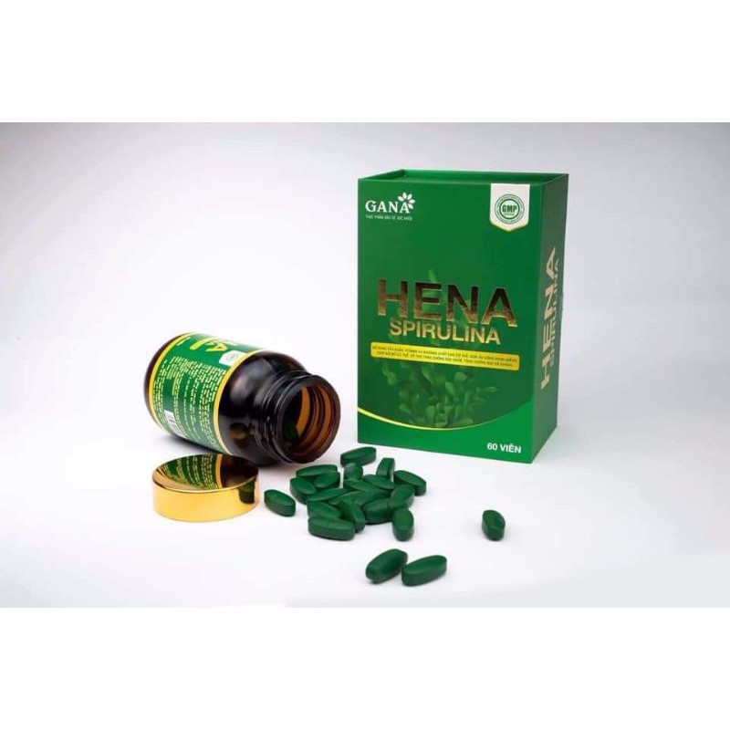 Tảo xoắn HENA, Hena Spirulina GANA hộp 60v tăng cường sức khỏe
