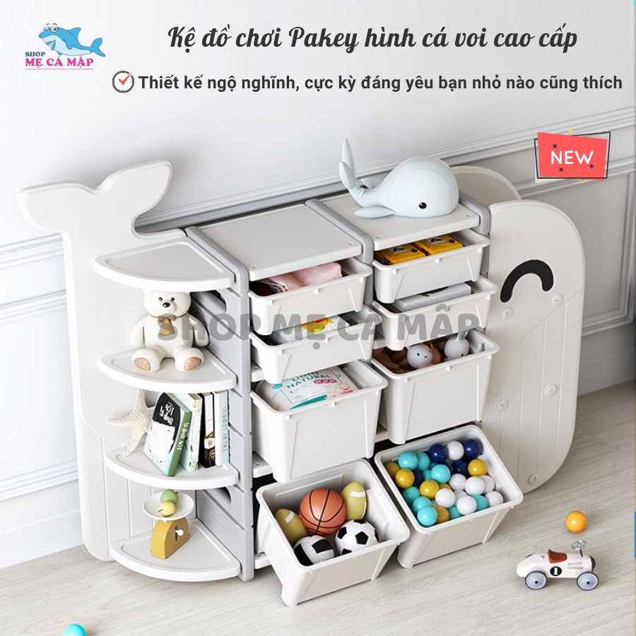 Kể để đồ chơi cho bé Pakey hình cá voi, Nhựa HDPE an toàn CAO CẤP