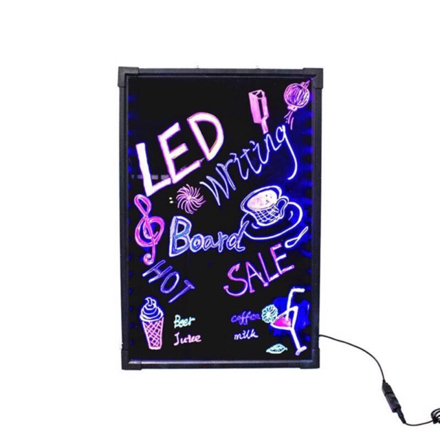 Bảng Viết Dạ Quang, Bảng Led Huỳnh Quang 40x60cm - TẶNG 10 BÚT + FULL PHỤ KIỆN