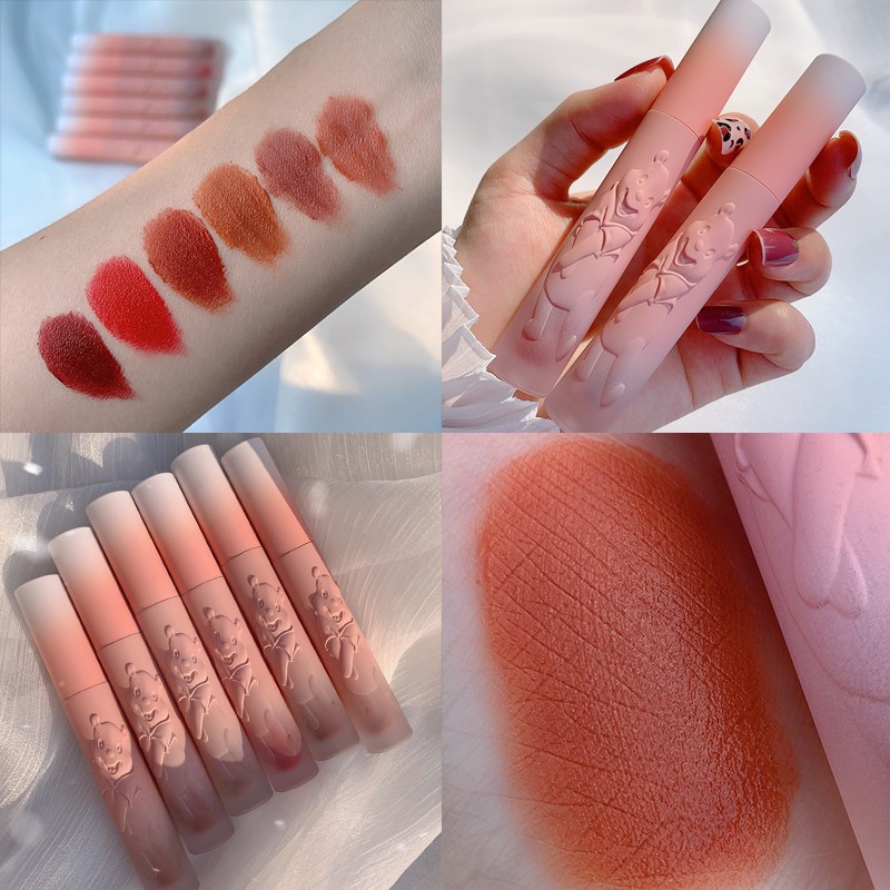 Son Tint Kem Lì CVZ Hình Gấu In Nổi Matte Lip Glaze KST01- KIMBEAUTY