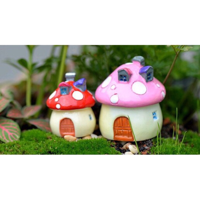 Terrarium Nhà nấm tiểu cảnh mini sân vườn trang trí bể cá