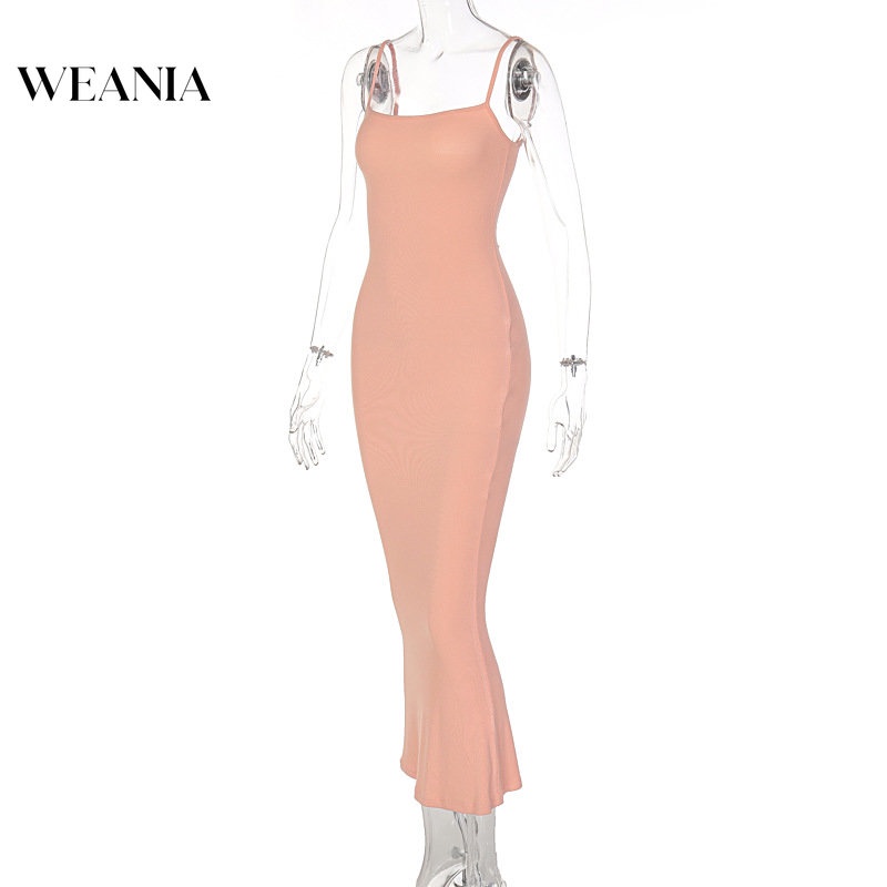 Đầm Hai Dây Màu Trơn Thiết Kế Mỏng Kiểu Dáng Đơn Giản Thời Trang Dành Cho Nữ