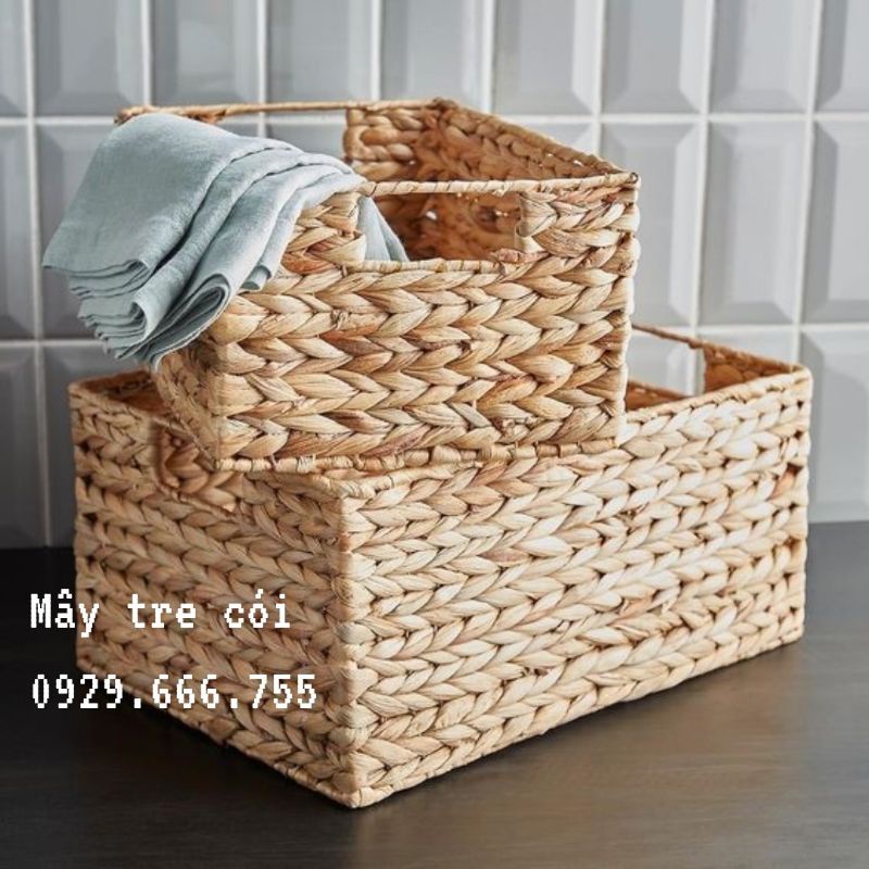 Xưởng sỉ Giỏ lục bình đựng đồ kiểu đan mắt na