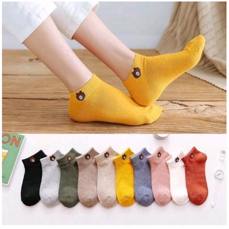 Set 10 đôi tất gấu nữ người lớn cổ ngắn.