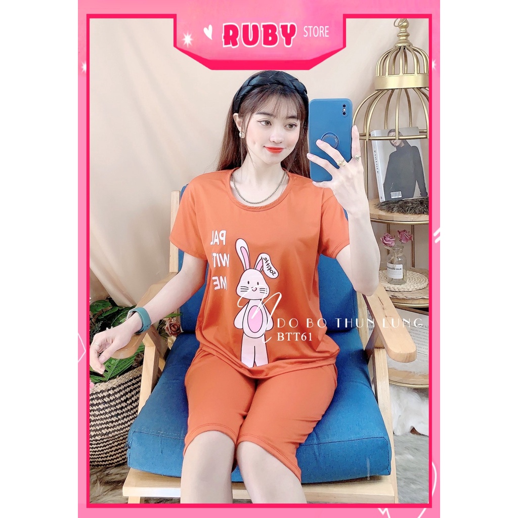 Đồ bộ nữ mặc nhà chất thun mềm mịn mát in hình thỏ hoạt hình dễ thương BTT61