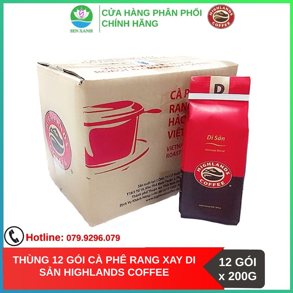 Thùng 12 gói Cà phê Rang xay Di sản Highlands Coffee 200g