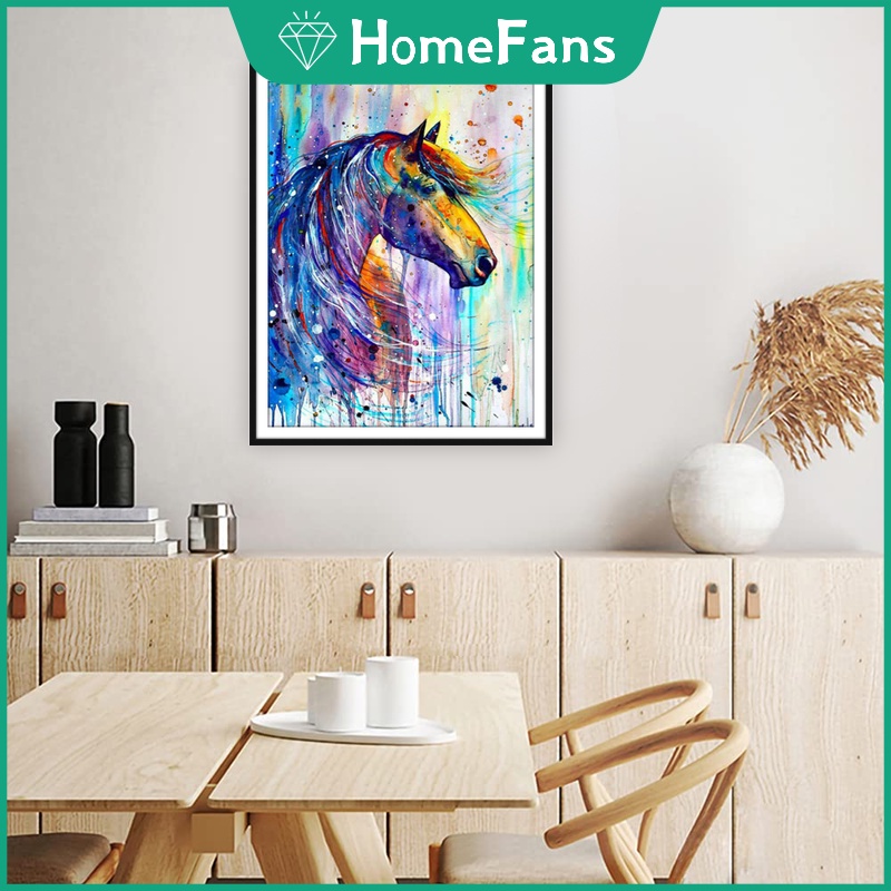 Bộ Tranh Đính Đá 5D Tự Làm Hình Ngựa Nhiều Màu 40x50cm Trang Trí Nhà Cửa