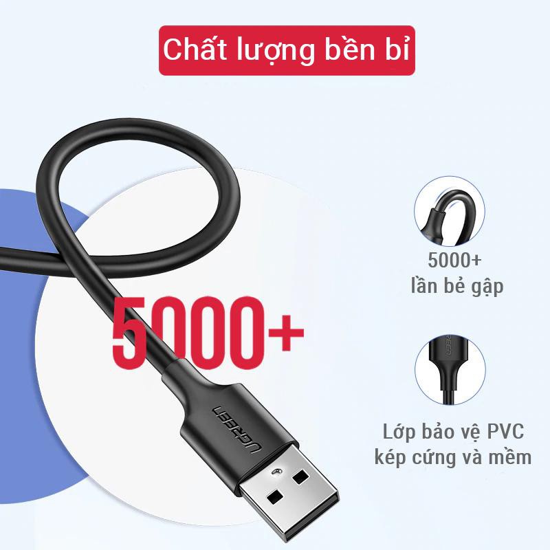 Cáp sạc và truyền dữ liệu Ugreen US289 cổng Micro USB 2.4A - Hàng phân phối chính hãng - Bảo hành 18 tháng