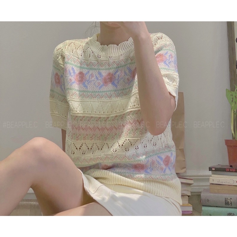Áo len vintage[ẢNH THẬT ] len mềm màu sắc hoa nhẹ thích hợp mùa xuân hoặc thu đông | BigBuy360 - bigbuy360.vn