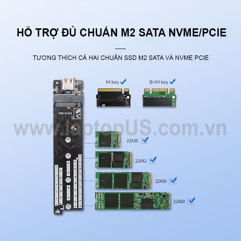 Box Ổ Cứng SSD Orico M2PJM-C3 Hỗ Trợ M2 NVMe SATA  USB Type-C