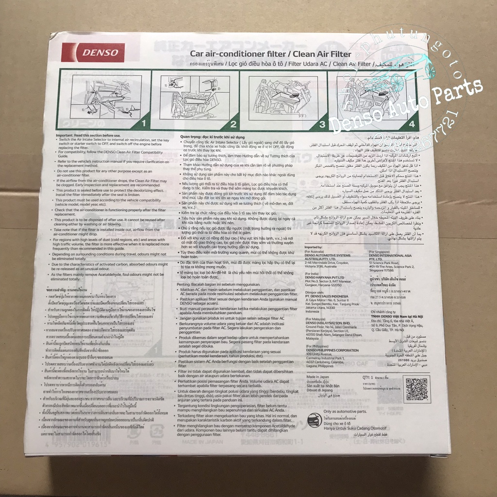 Lọc gió điều hòa ô tô than hoạt tính cho xe Camry, Fortuner, Innova, Vios, Altis, Yaris..