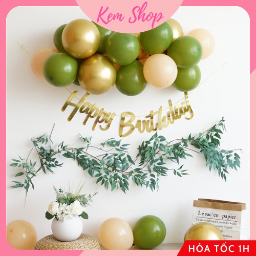 Set trang trí sinh nhật cho bé tông xanh phong cách Tropical Châu Âu - Kem Shop K303