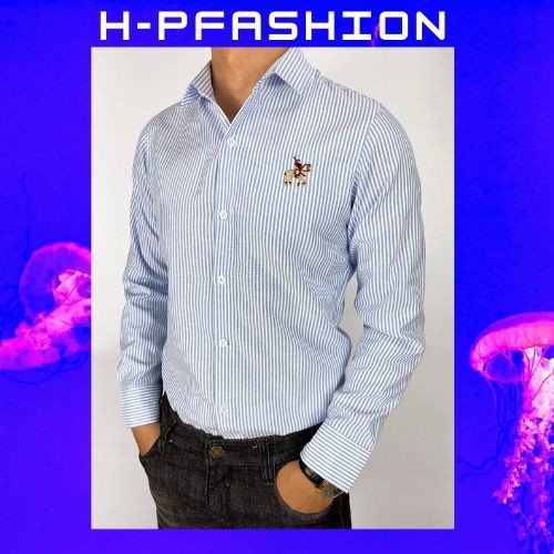 Áo Sơ Mi Nam 🔵 𝐅𝐑𝐄𝐄 𝐒𝐇𝐈𝐏 🔵 Sơ Mi Nam Sọc Dọc Vải Kate Co Giãn Thời Trang Hpfashion - Asmnhp01