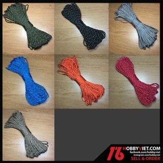 Paracord dã ngoại có vằn phản quang (Xám - Cam - Đen - Đỏ - Vàng Cát - Xanh Lá - Xanh Dương)
