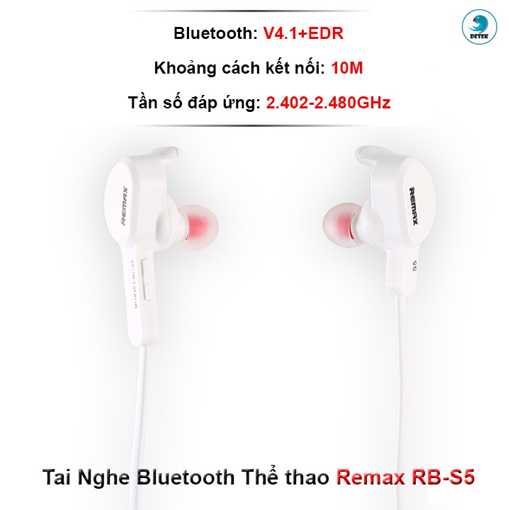 [Mã ELFLASH5 giảm 20K đơn 50K] Tai Nghe Bluetooth Thể thao Remax RB - S5