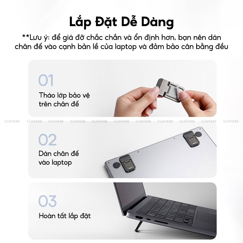Baseus - Giá Đỡ Laptop Kickstand Thiết Kế Mỏng 5mm, Hợp Kim Nhôm, Dễ Dàng Gập Lại Và Xếp Gọn, Hỗ Trợ Điều Chỉnh 2 Góc Độ