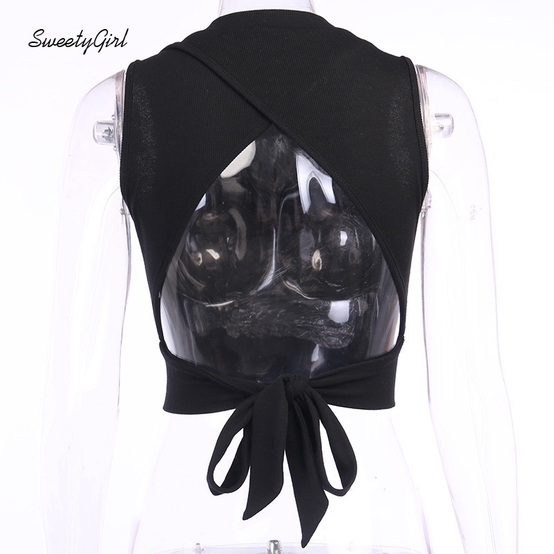 Áo croptop không tay cổ tròn thời trang gợi cảm dành cho nữ