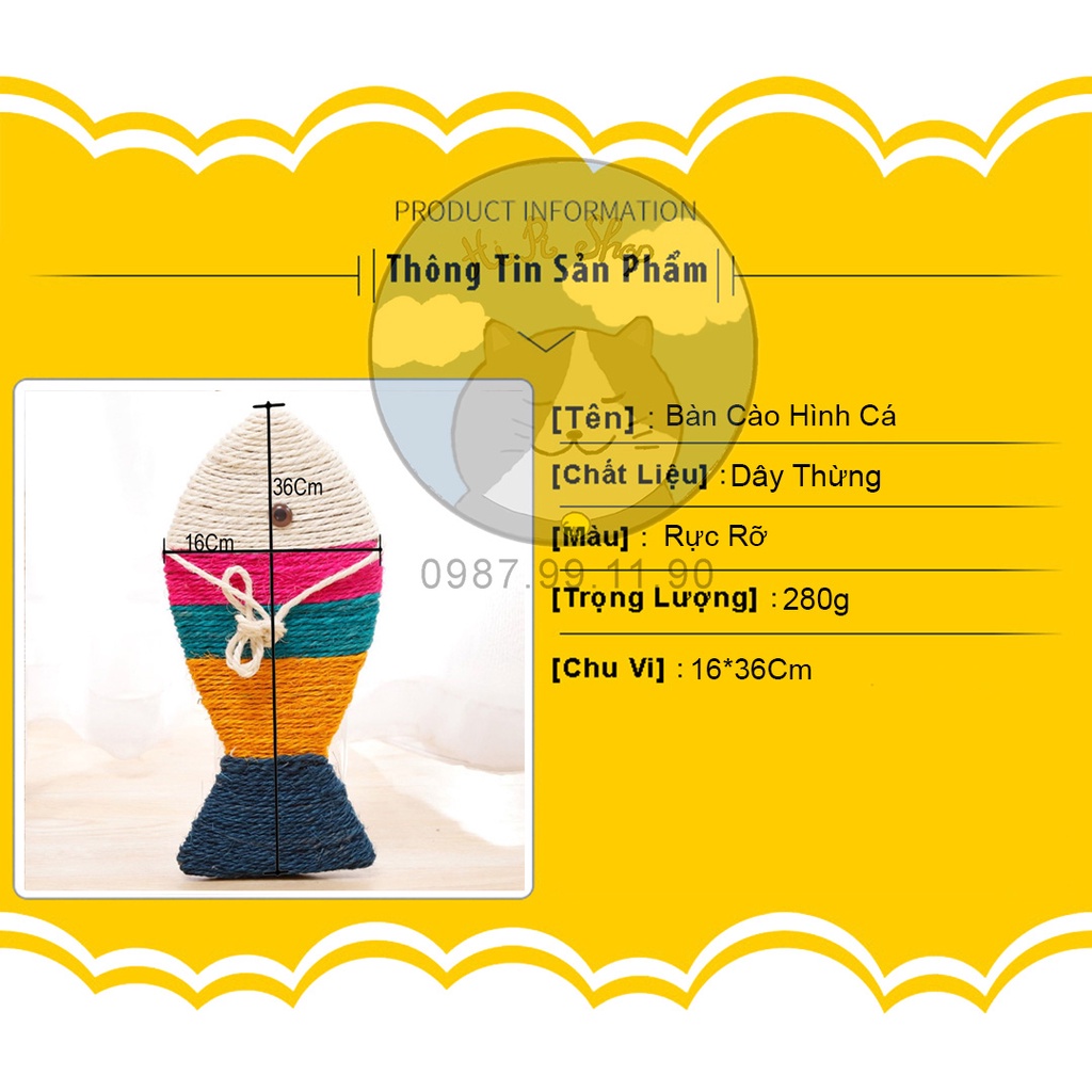 Bàn Cào Móng Hình Cá Cho Mèo Có Dây Treo