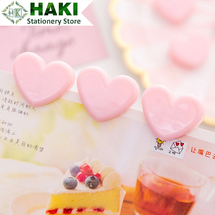 Kẹp tài liệu trái tim HAKI, kẹp giấy a4 màu hồng dễ thương KTL01