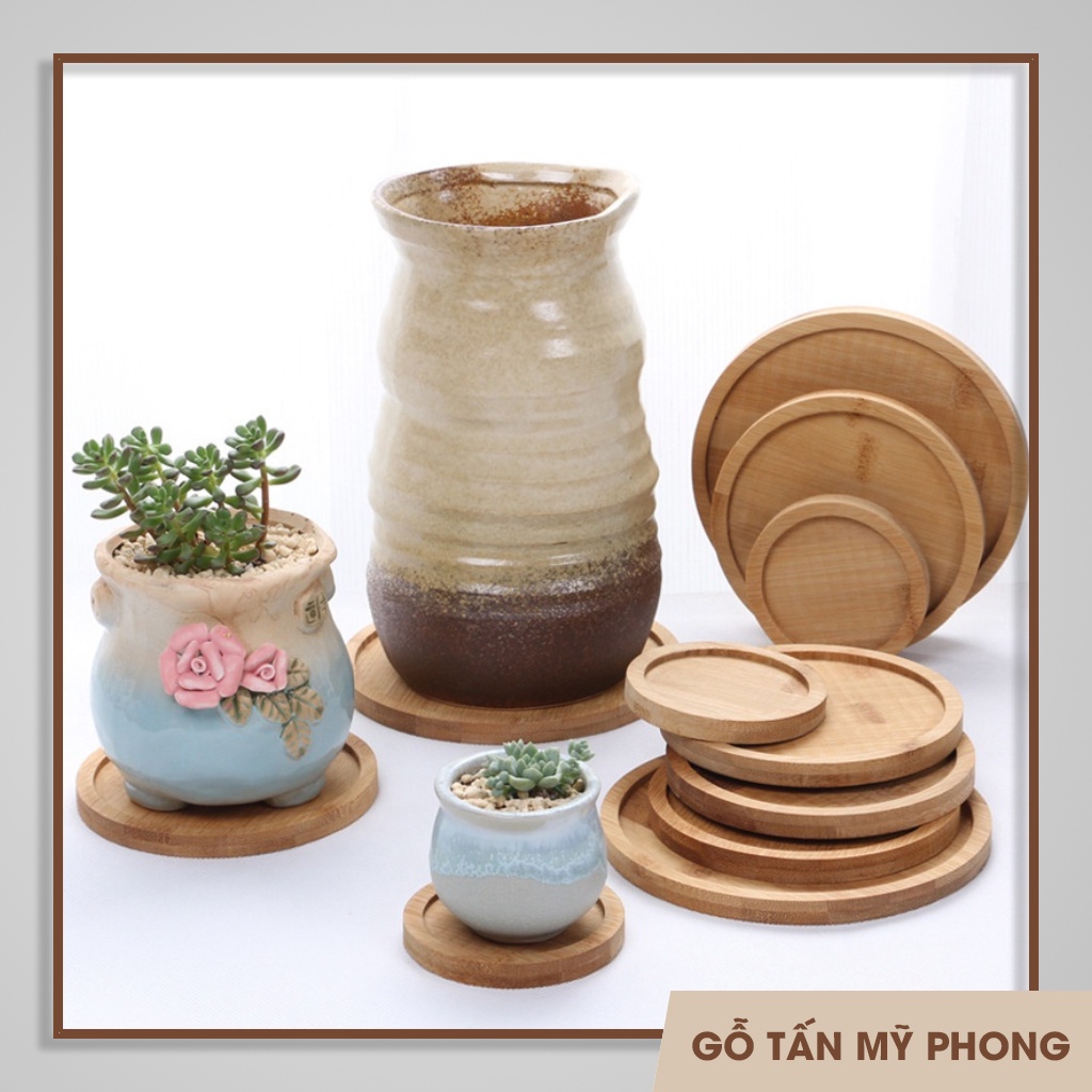 Khay gỗ đựng bình sữa, cà phê, chậu hoa phong cách Nhật Bản | Lót ly gỗ