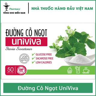 Đường cỏ ngọt UniViva - Đường ăn kiêng, Không cung cấp glucose, Không làm tăng đường - Hộp 50 gói - Tổng Kho MiềnNam