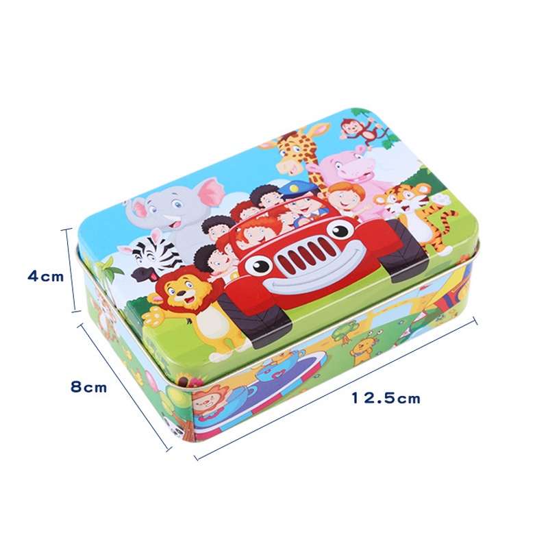 Xếp Hình Cho Bé - Tranh Ghép 60 Miếng Chủ Đề Hoạt Hình Yêu Đựng Trong Hộp Thiếc Tiện Lợi