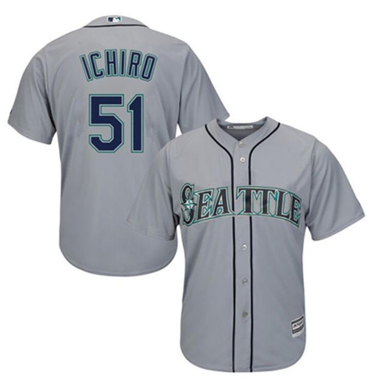 Áo Bóng Chày Thể Thao Giản Dị MLB Seattle Mariners Số 51 Ichiro Suzuki Jersey Plus Size
