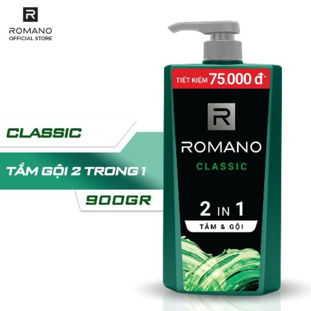 ROMANO_ TẮM GỘI ROMANO 2IN1 900G TIẾT KIỆM HƠN CHO NAM GIỚI.