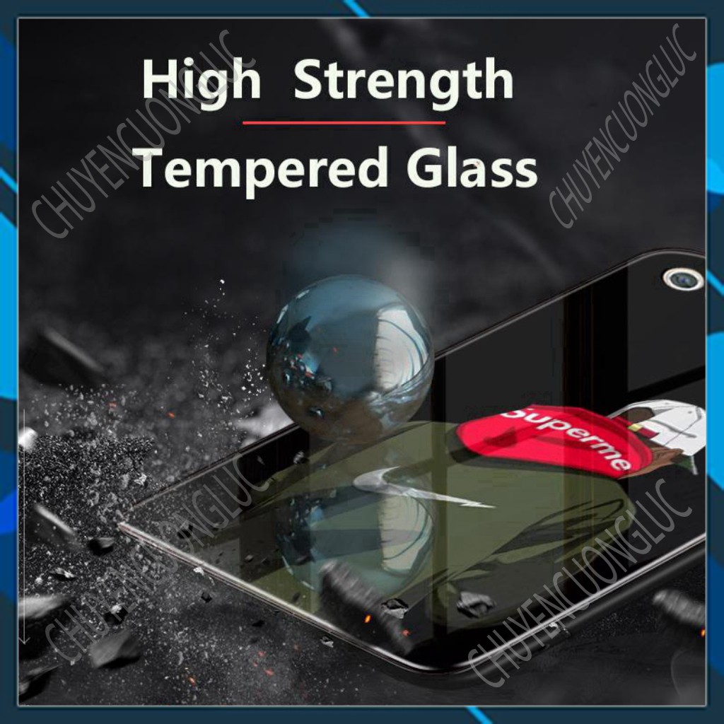 [SALE] Ốp điện thoại họa tiết supreme tráng gương mặt kính cường lực cho Redmi Note 9S