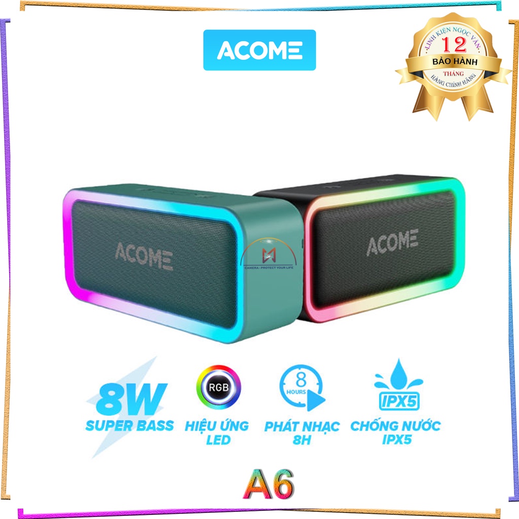 Loa Bluetooth ACOME A6 Công Suất 5W - Hiệu Ứng LED RGD - Playtime 8H