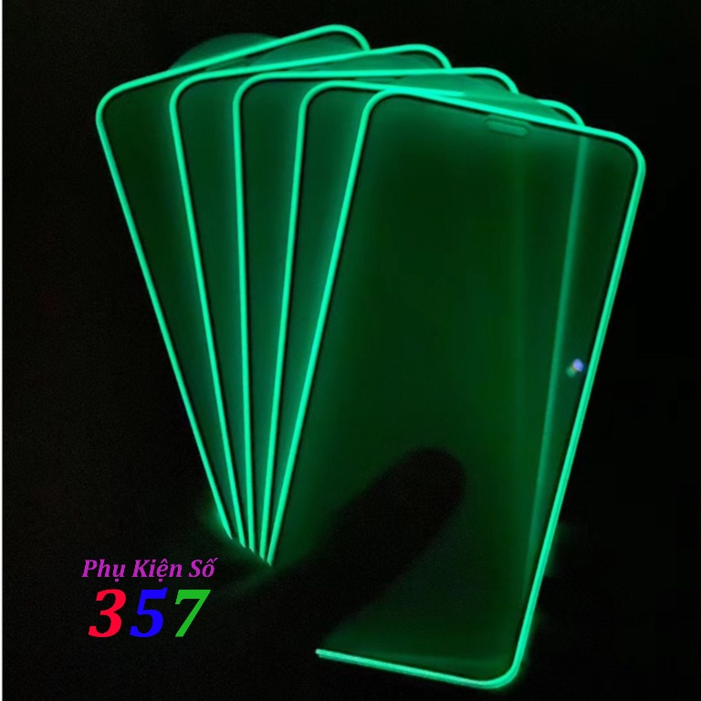 Cường lực viền dạ quang phát sáng iPhone 6...13promax full màn có hộp