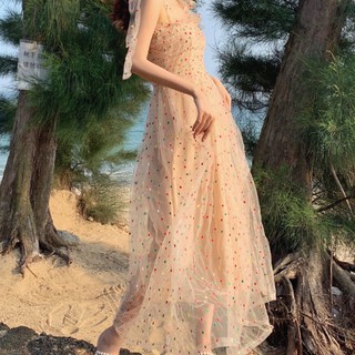 Đầm Maxi Chấm Bi Sắc Màu Tiểu Thư