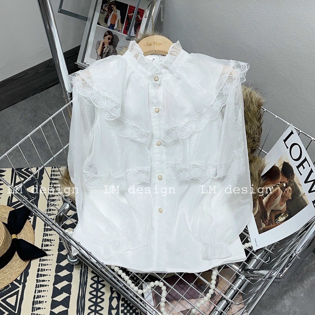 [ẢNH THẬT] - Áo sơ mi tiểu thư ulzzang 2 lớp viền ren cúc ngọc - SM31 - jannahouse
