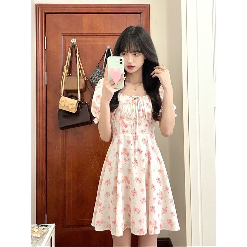 Đầm Hoa Dáng Chữ A Cột Dây Thời Trang Mùa Hè Mới Trẻ Trung Cho Nữ