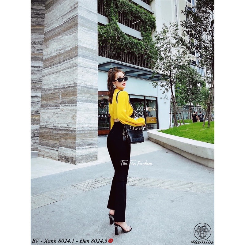 Quần bò ống loe siêu xinh. 2 màu xanh đậm, đen. Size S M L