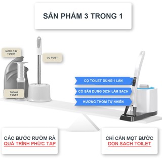 Bộ bàn chải cọ nhà vệ sinh toilet dùng 1 lần, đầu chải thay thế, đột phá thế hệ mới
