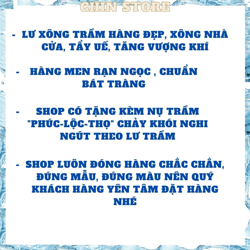 Lư xông trầm, đốt trầm Bát Tràng cao cấp men rạn ngọc bóng , nắp mạ đồng họa tiết nhiều mẫu