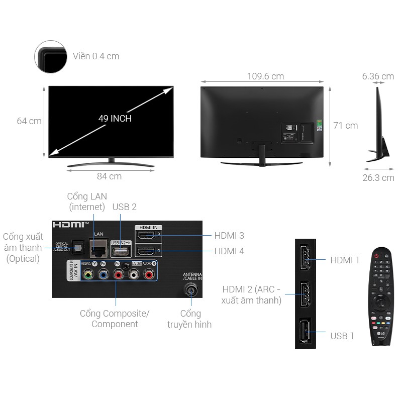 Smart Tivi NanoCell LG 4K 49 inch 49NANO81TNA (Miễn phí giao tại HCM-ngoài tỉnh liên hệ shop) | BigBuy360 - bigbuy360.vn