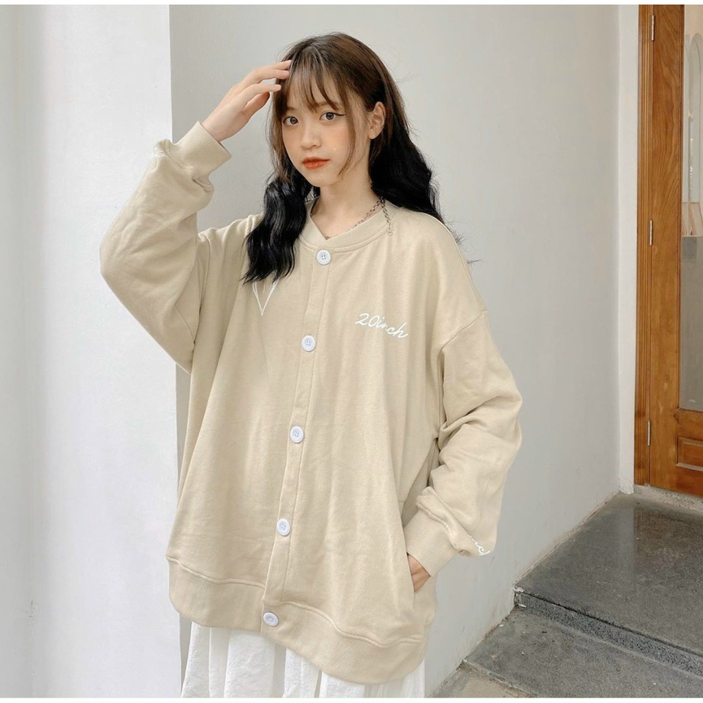 [Ảnh Thật] Áo Khoác Nỉ Unisex Form Rộng Cardigan 20INCH Ulzzang AK75 Kho Sỉ TD