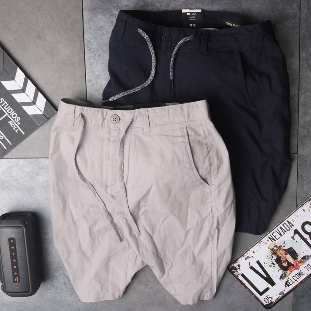 Quần short Linen trơn màu hàng việt nam