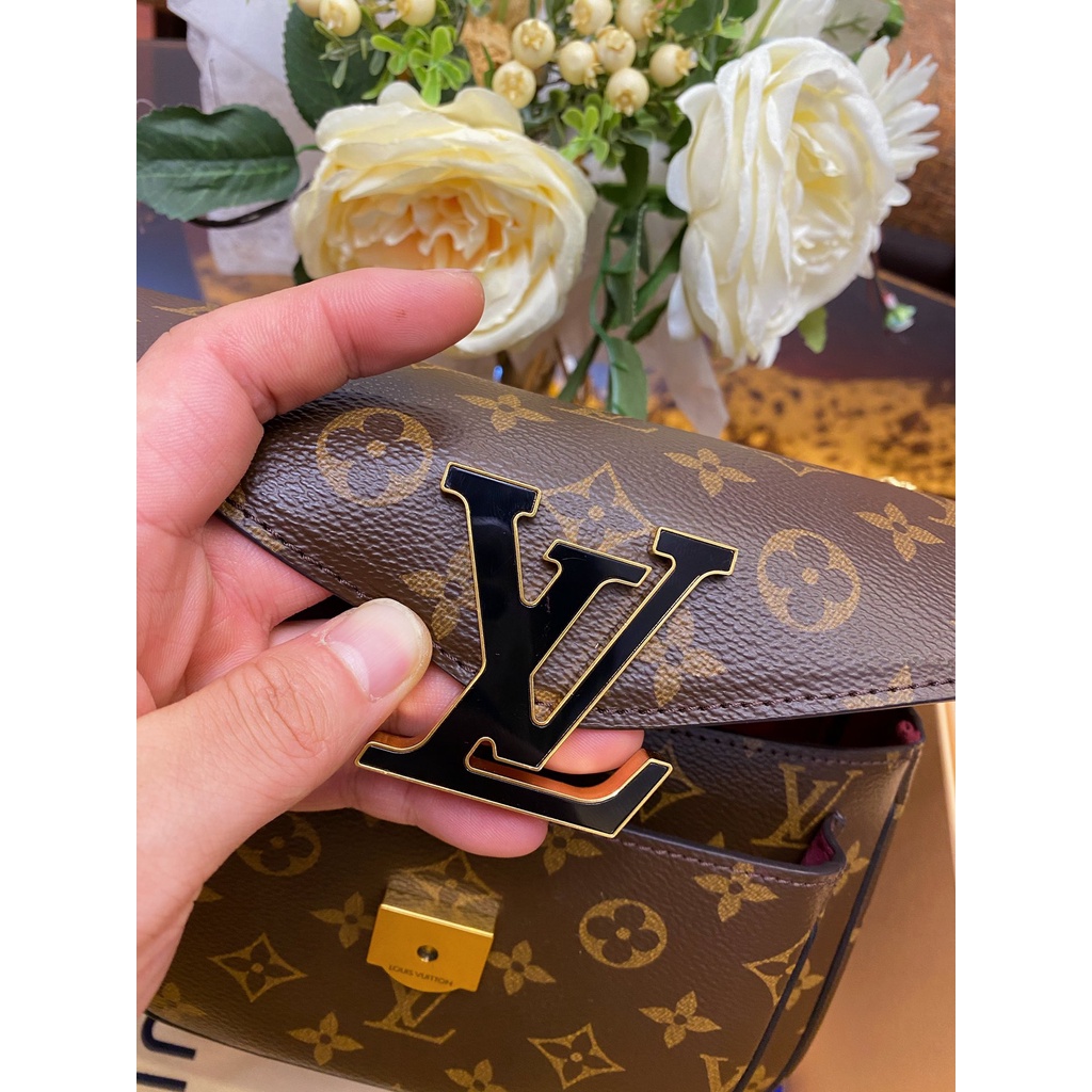 Túi Chain nữ da thật thời trang cao cấp Louis Vuitton LV thiết kế khóa logo kim loại đẹp mắt
