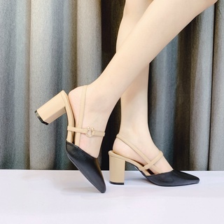 Sandal bít mũi gót vuông 7cm - X277