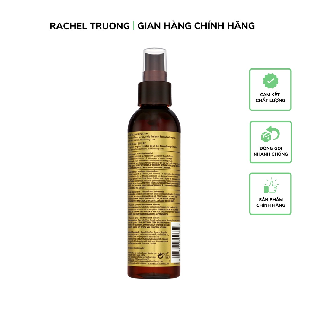 Xịt dưỡng tóc Hask Argan Oil dưỡng chất dầu argan phục hồi tóc khi dùng nhiệt