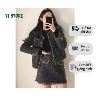 Sét áo dạ tweed nữ phù hợp với phong thu đông